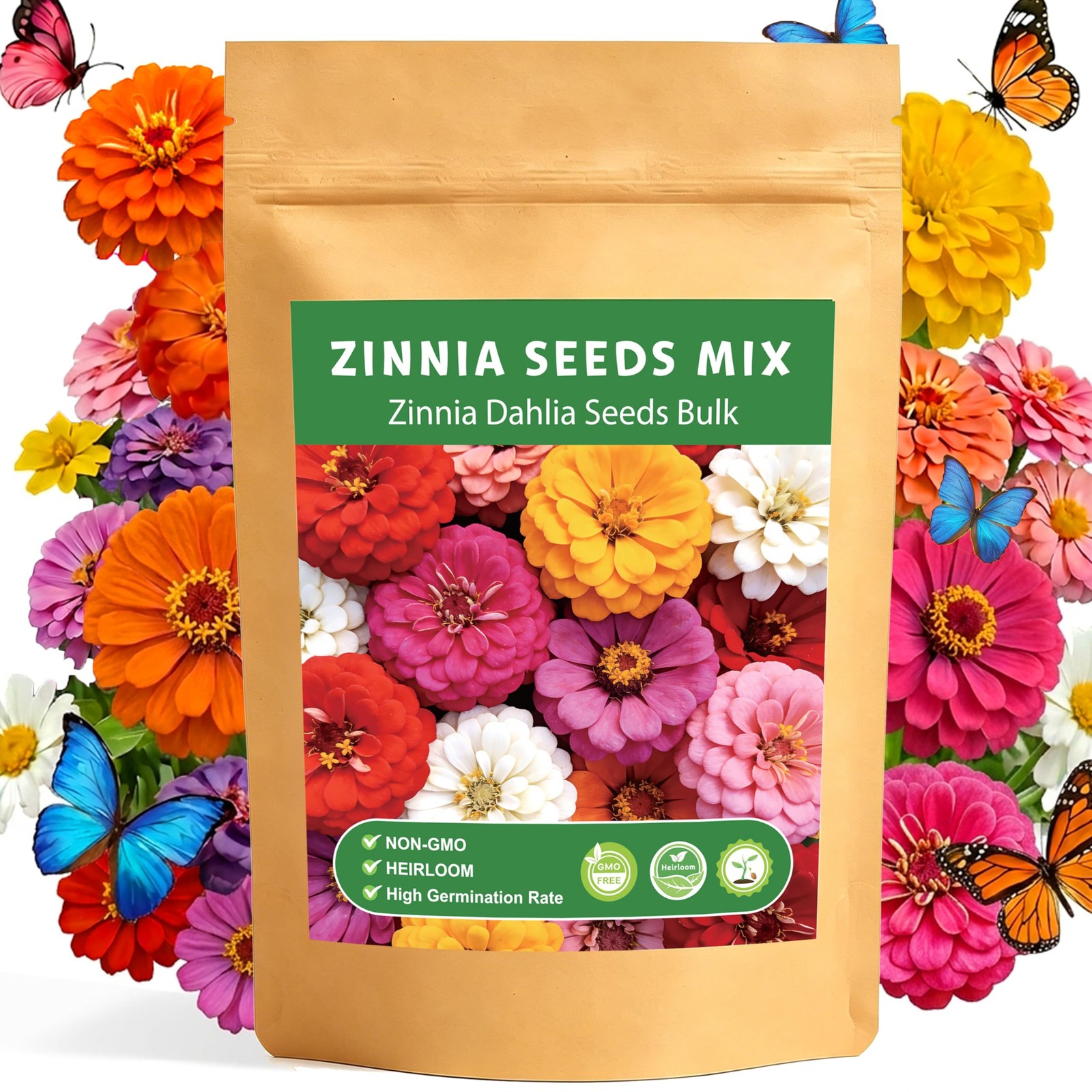 Zinnia Seeds for 2026, 15,000+ California Giant Zinnia Seeds Bulk, Double Dah…