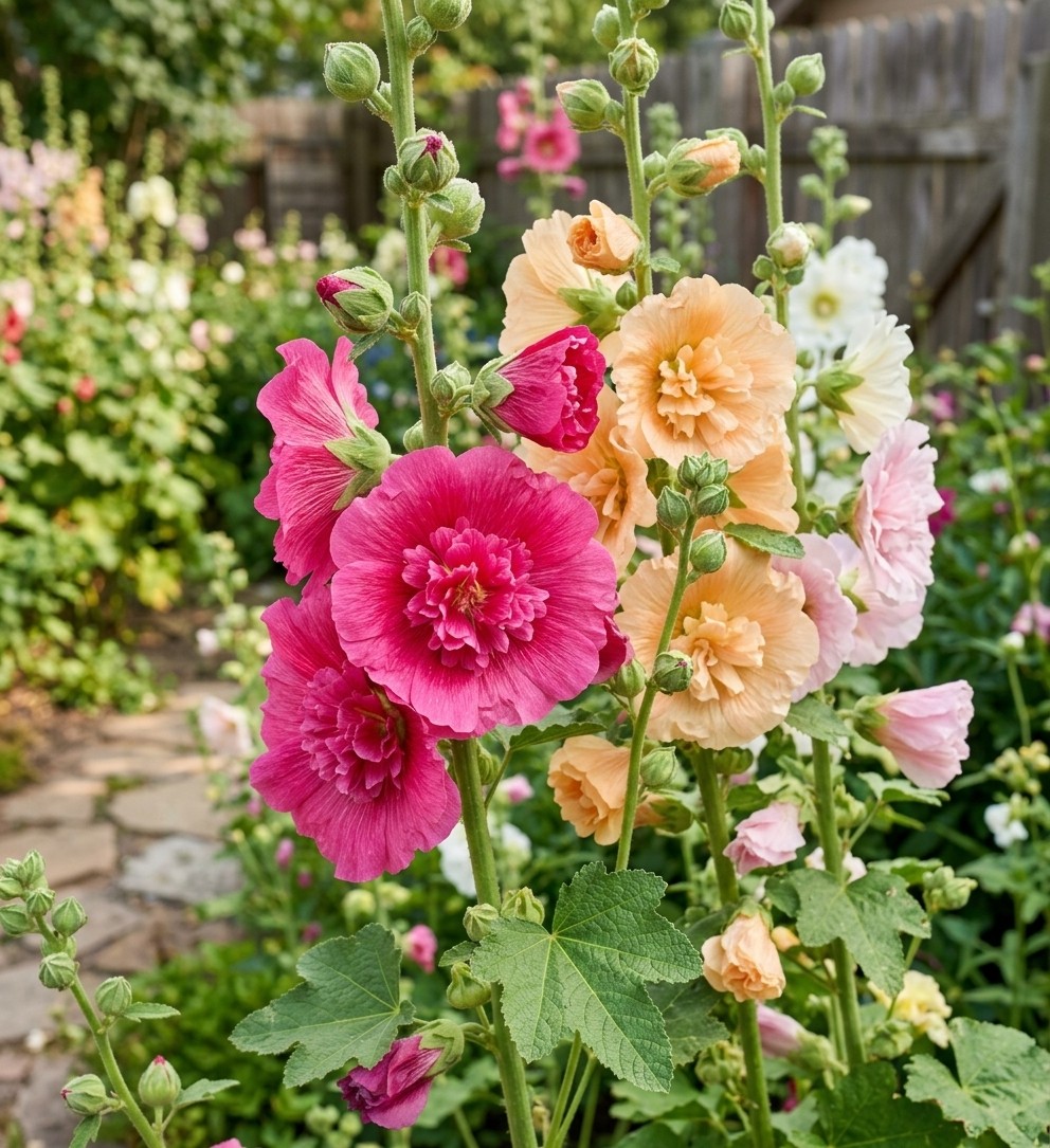 100pcs Alcea Rosea Hollyhock Seeds Ornamental Perennial Flower Garden Decor