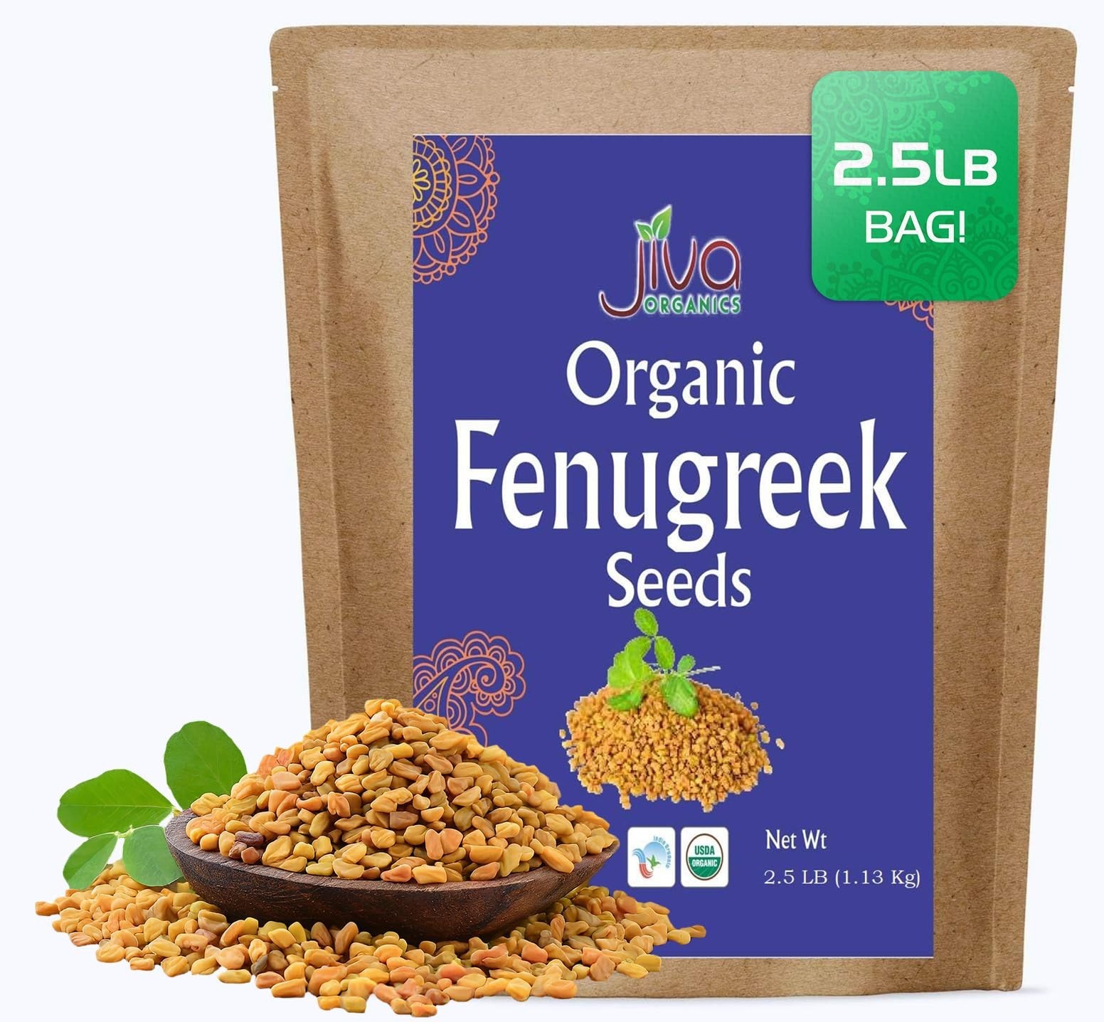 Organic Fenugreek Seeds 2.5 LB – Non-GMO, Gluten-Free, Whole Methi Seeds