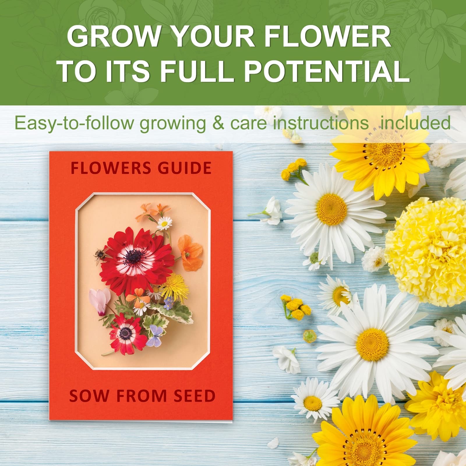 Indoor Daisy Garden Starter Kit with Gardening Tools – Planter Bags, Markers,…