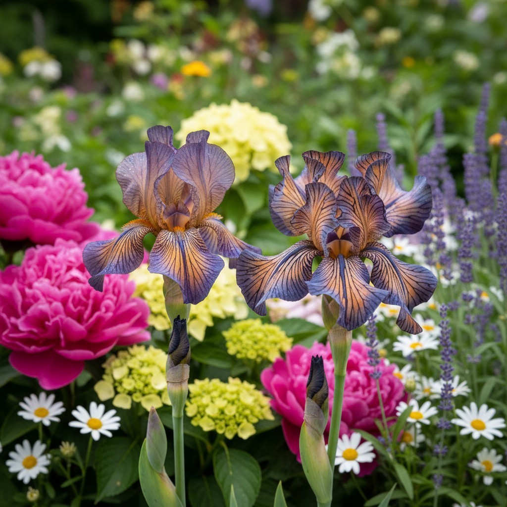 50 Rare Patterned Iris Seeds – Deep Blue & Peach Veined Blooms