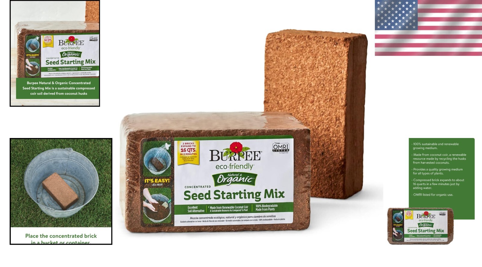 Versatile Organic Seed Starting Coconut Coir Mix – 100% Biodegradable & 16 Quart
