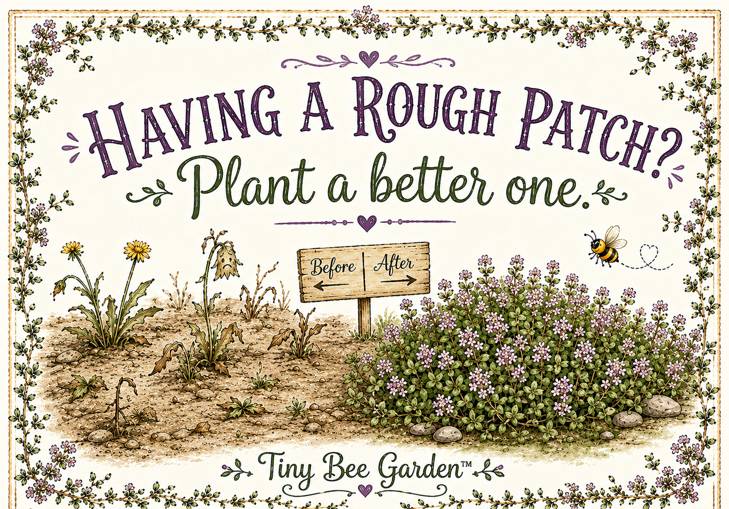 Depression: Self-help collectible gift card with Thyme seeds attached as a gift