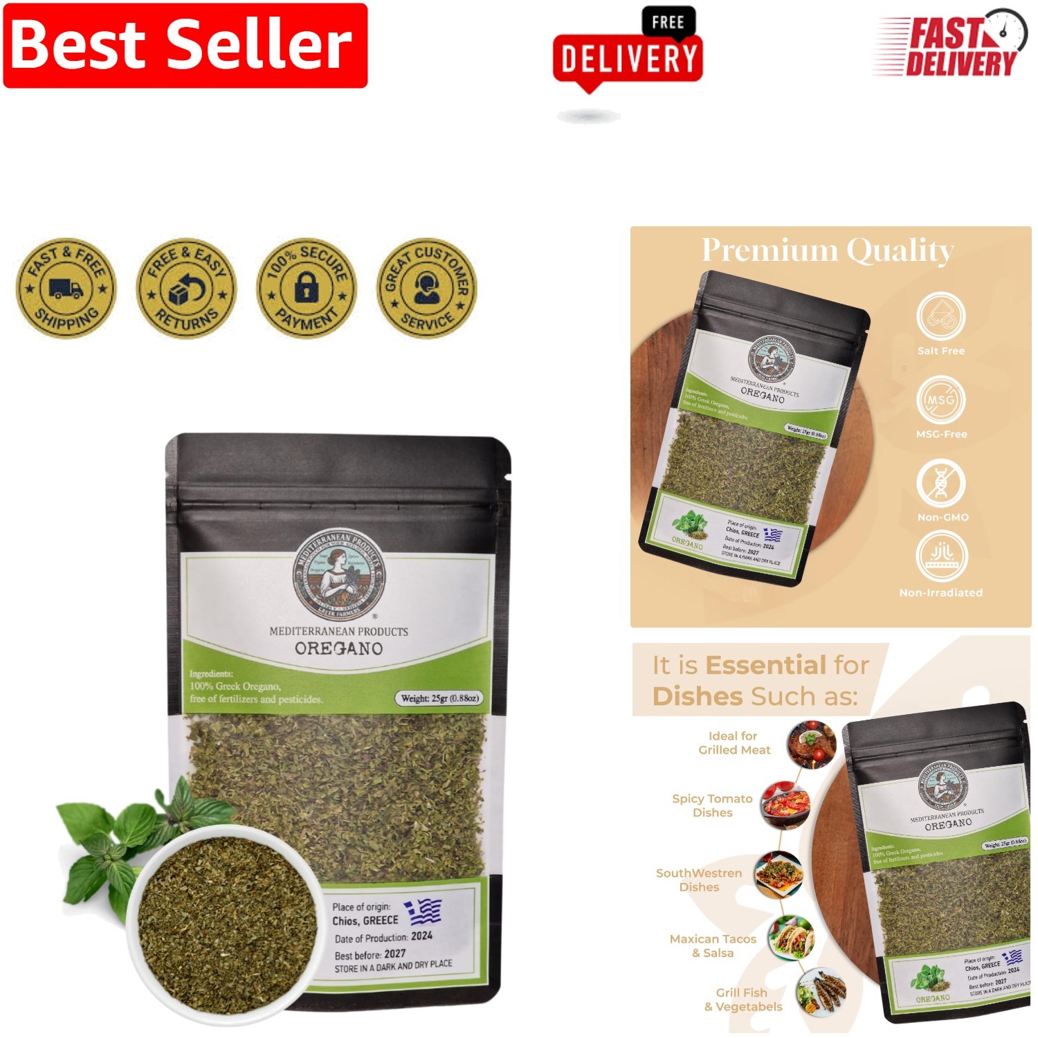 Freshly Dried Greek Oregano – 25g Aromatic Leaves, Pure Mediterranean Flavor