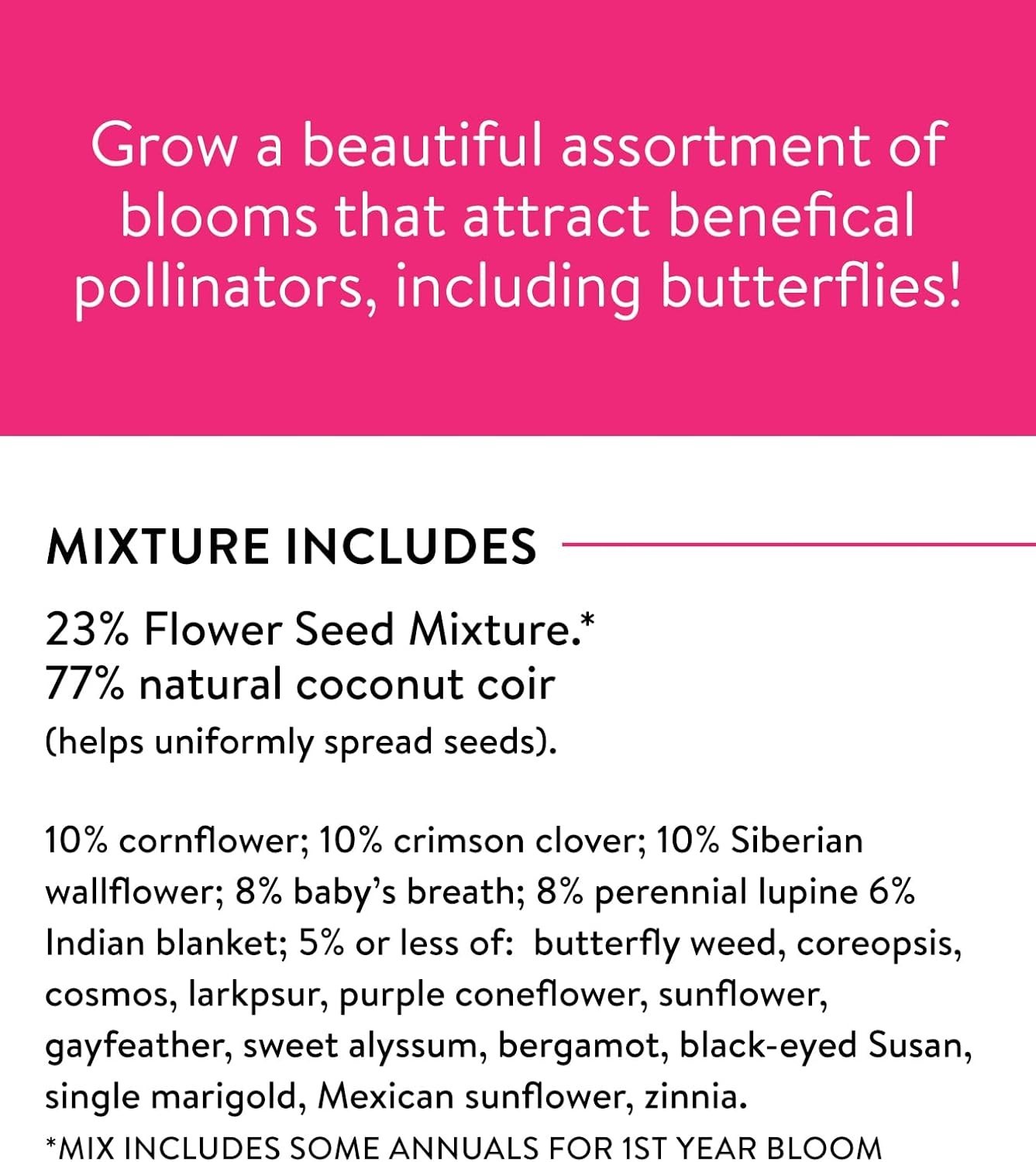 Butterfly Garden Seed Mix | 25,000 Non-GMO Wildflower Seeds