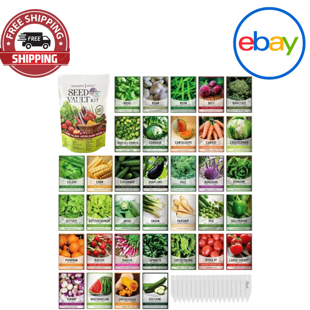 Survival Vegetable Seeds Garden Kit over 16,000 Seeds Non-Gmo and Heirloom