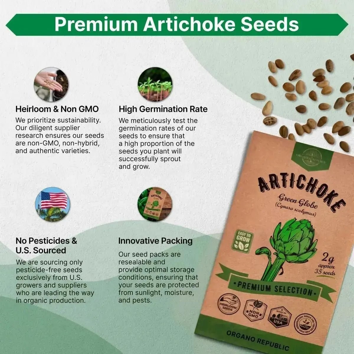 Green Globe Artichoke Seeds Pack 2G