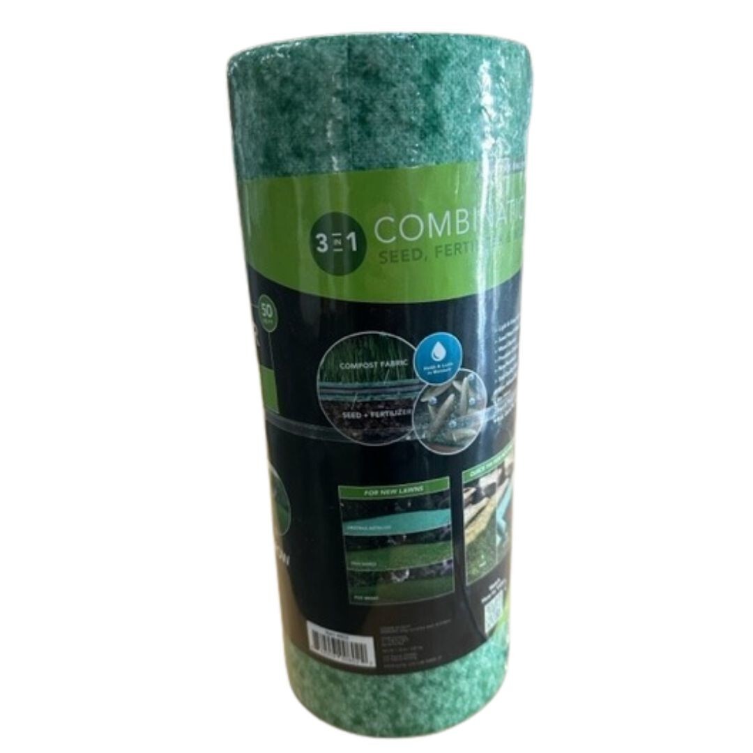 GrowTrax Biodegradable Grass Seed Mat, Year Round Green – 50 SqFt Quick Fix Roll