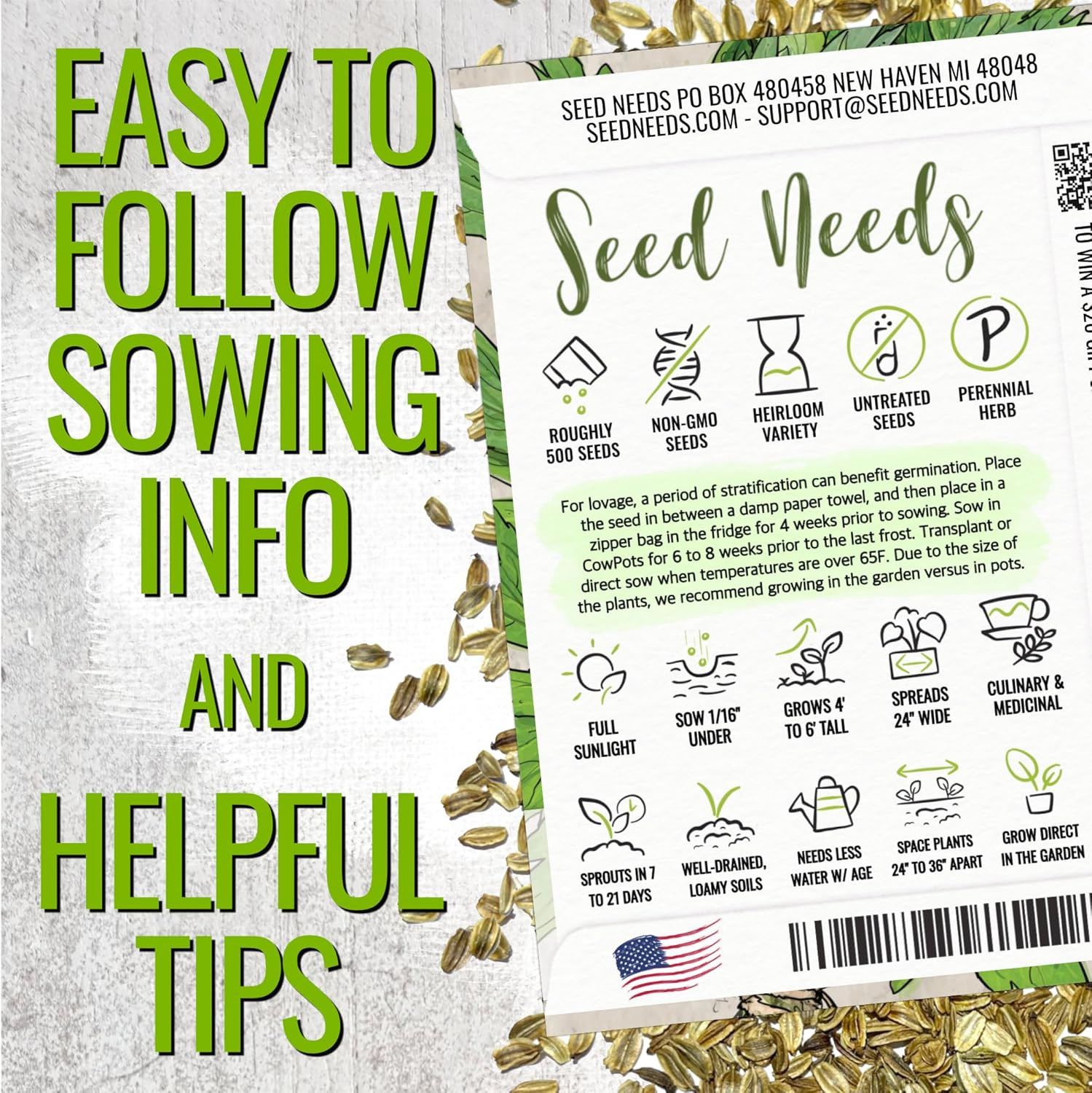 Lovage Seeds for Planting – Non-Gmo Heirloom & Untreated Herbs to Plant a Medici