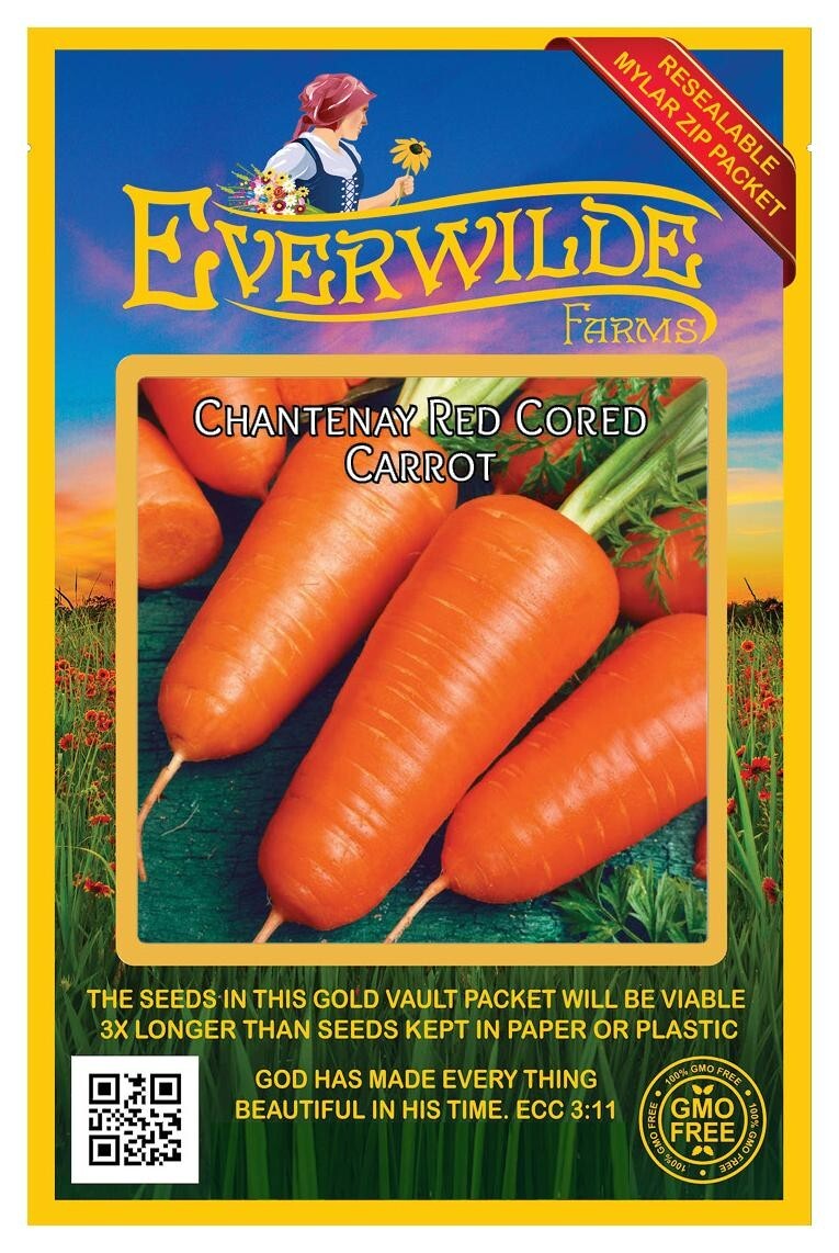 2000 Chantenay Red Cored Carrot Seeds – Everwilde Farms Mylar Seed Packet