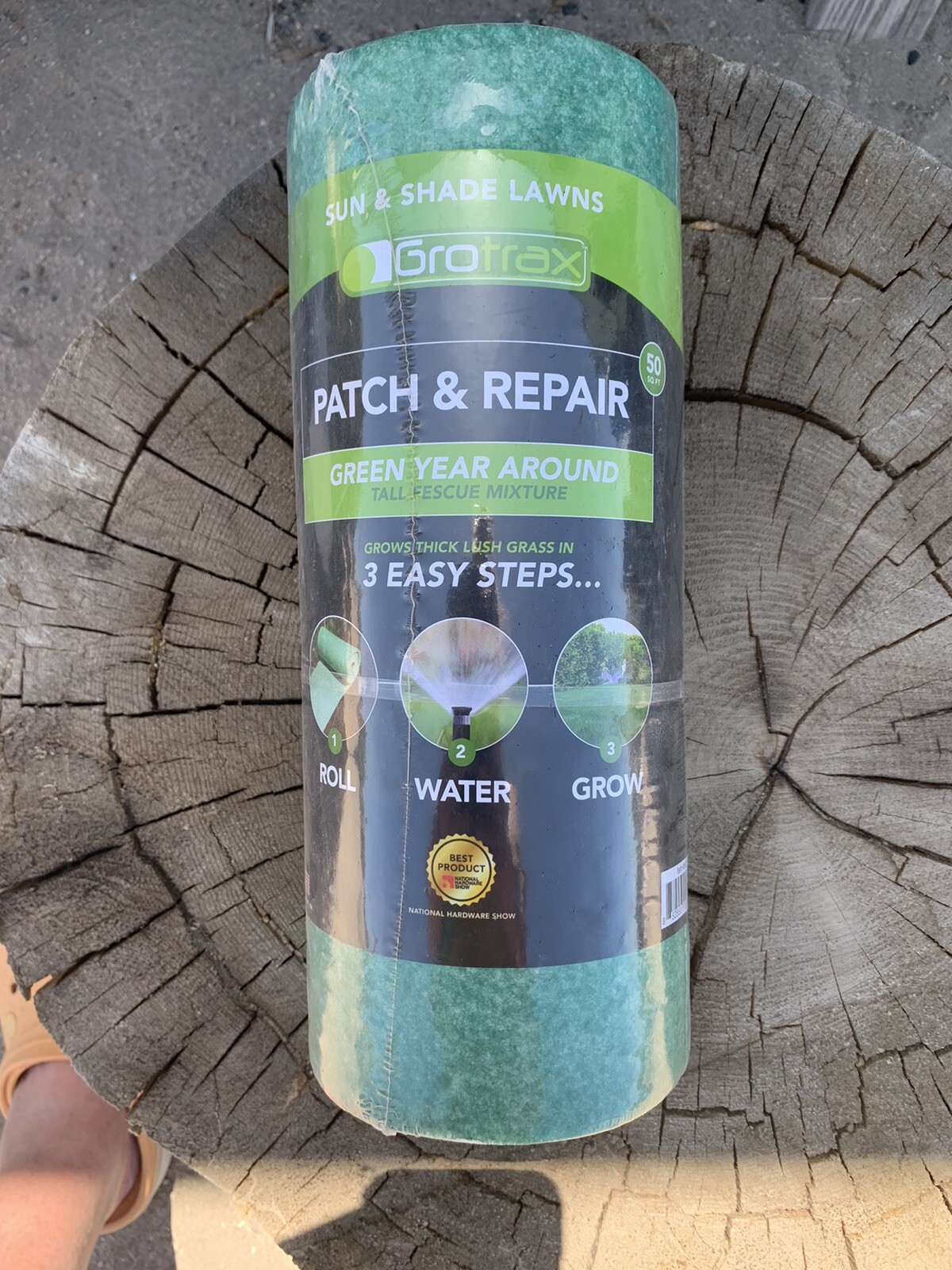 GrowTrax Biodegradable Grass Seed Mat, Year Round Green – 50 SqFt Quick Fix Roll