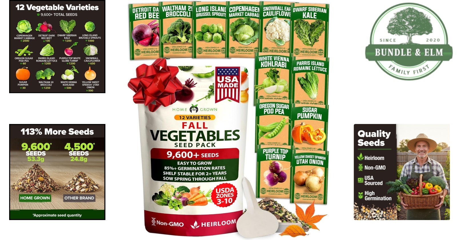 Complete Heirloom Vegetable Seed Kit: 9600 Seeds for Fall & Winter Harvest