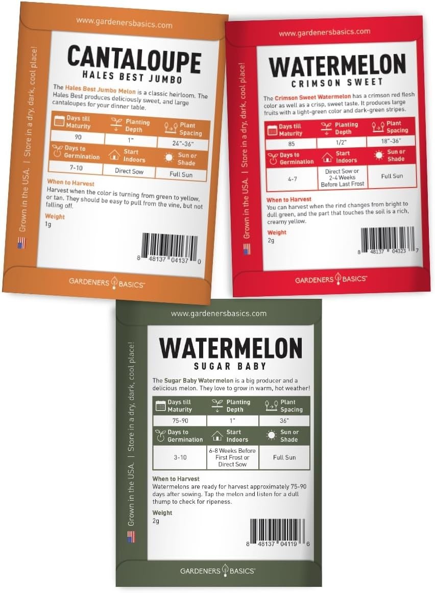 Melon Fruit Seeds for Planting Home Garden 5 Variety Packs – Hales Best Canta…