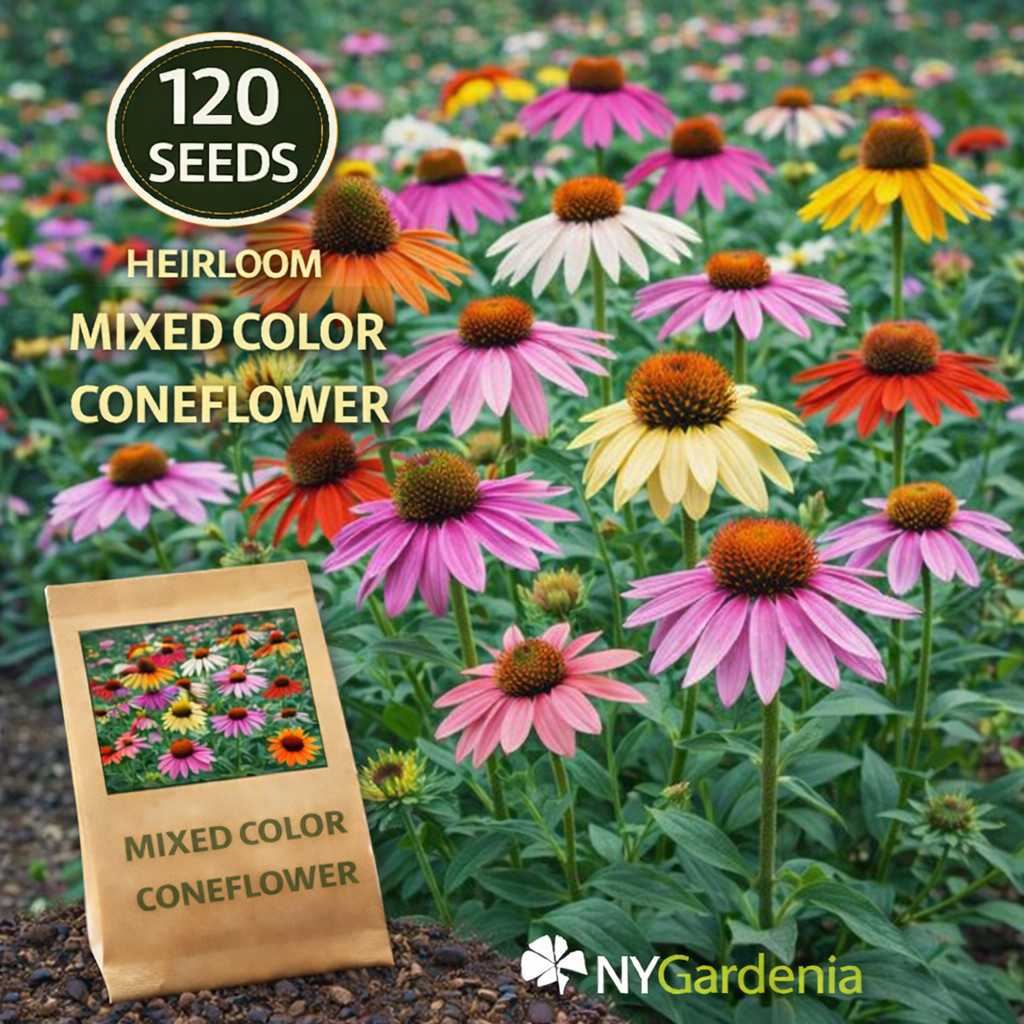 120 Mixed Color Coneflower Seeds Echinacea Garden Flower Easy Grow