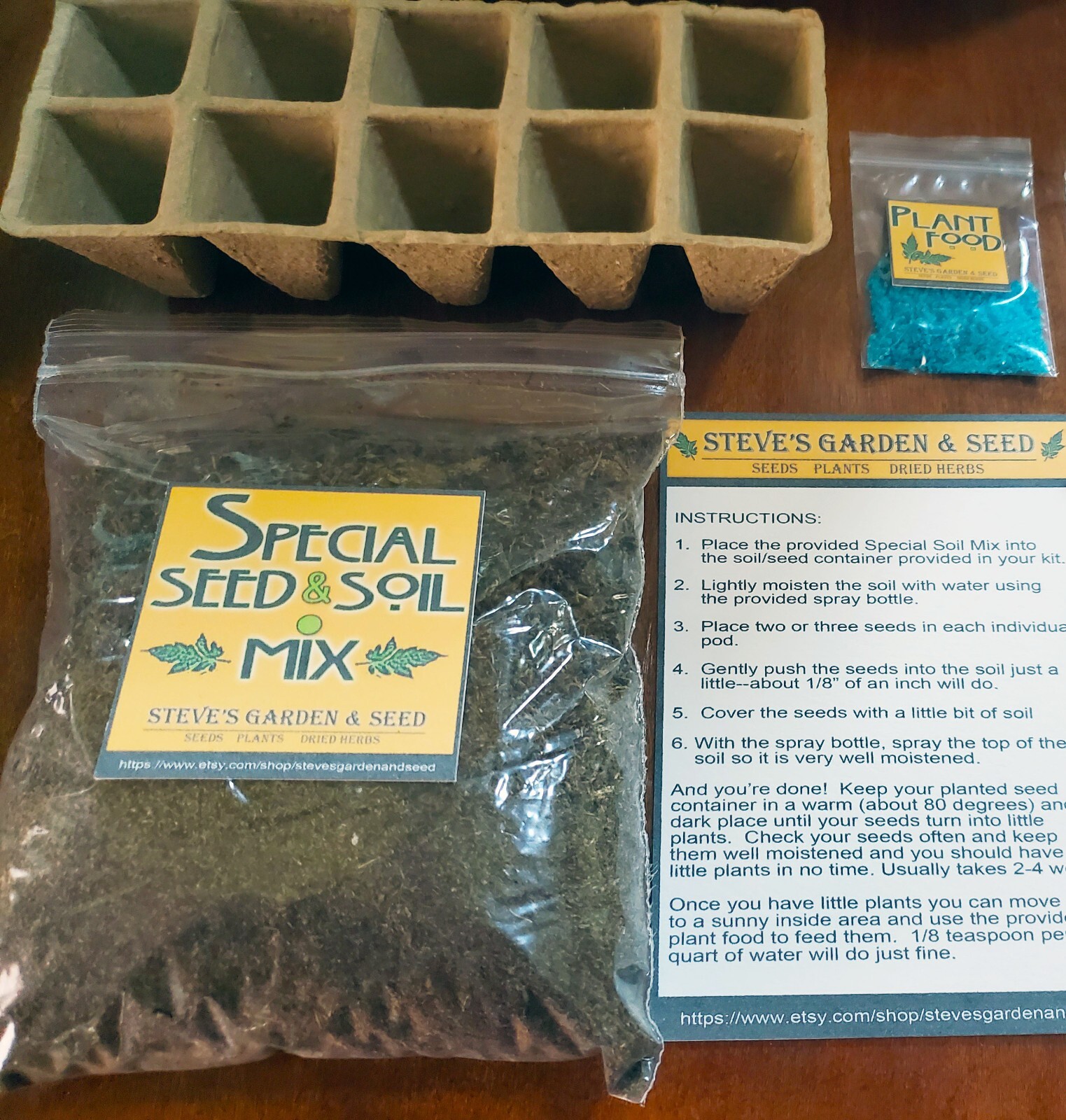 Tomato, Pepper, Marigold Complete Garden Seed Start Kit, Soil, Food, Peat Pots