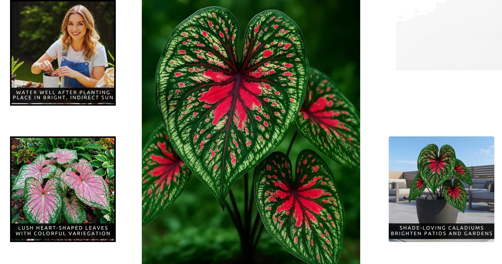 Two Spicy Lizard Caladium Bulbs – Vibrant Tropical Foliage for Indoor & Garden