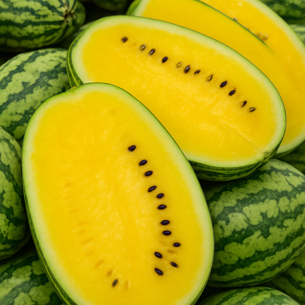 25 Mountain Sweet Yellow Watermelon Seeds – High Sugar Content Heirloom 15-25LBs