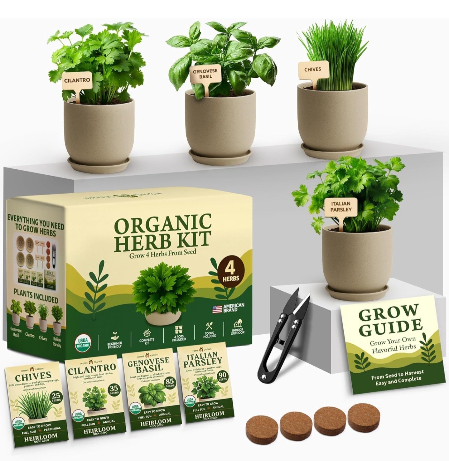 American Brand Herb Seeds Kit, Complete, Tools Included, Indoor & Outdoor