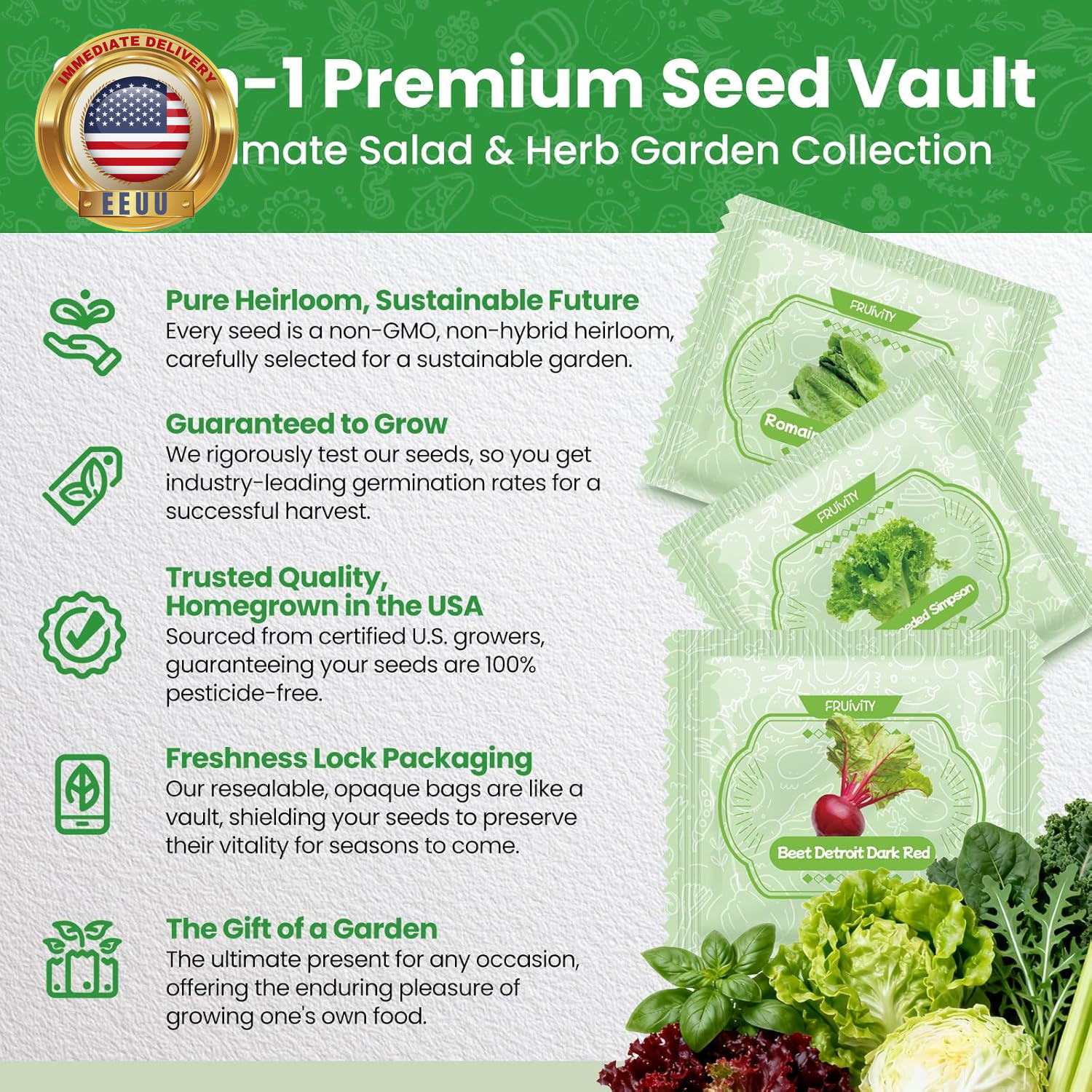 30 Heirloom Seeds Variety Pack – 18500+ Seeds for Planting Vegetables, Home Gard