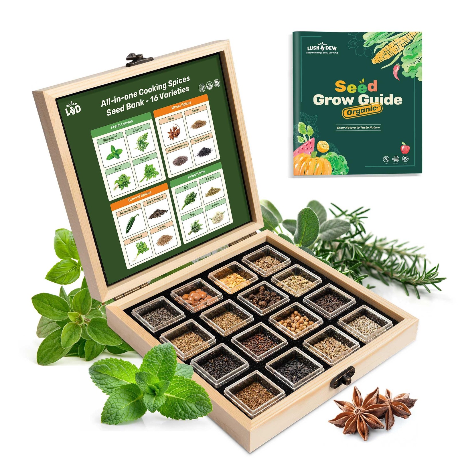 Herb Garden Kit 16 Varieties Cooking Spices Indoor Outdoor Planting Gift