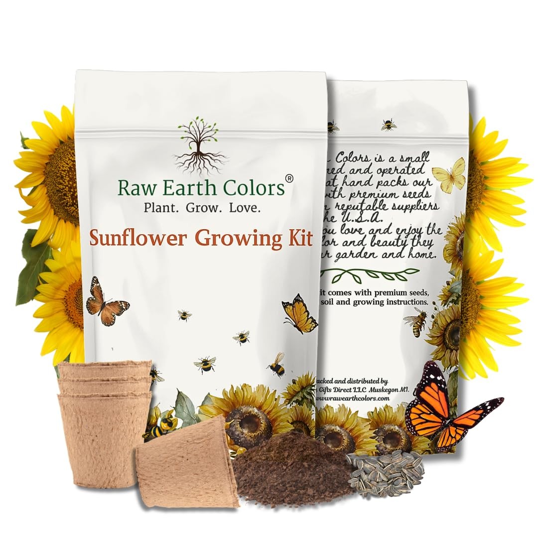 Dwarf Sunflower Seeds Planting Grow Kit, Peat Pots Soil Pods Garden Tool Set