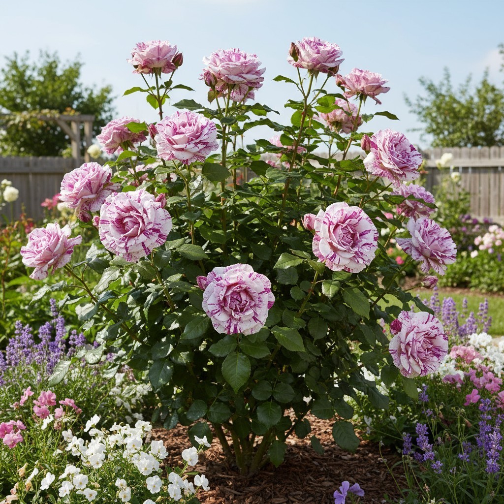 50 Purple White Rose Seeds – Unique Striped Flowers for Outdoor Planting