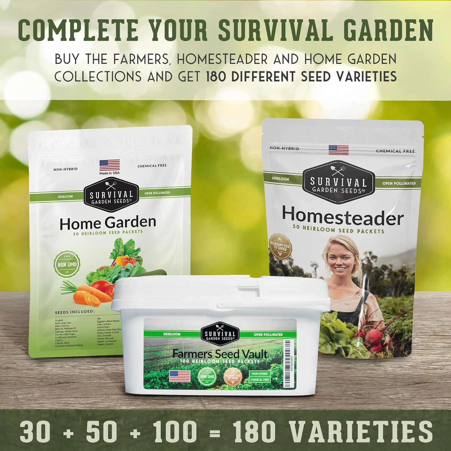 Home Garden – 30 Variety Heirloom Seed Vault (18,500+) | Non-Gmo Vegetable, Herb