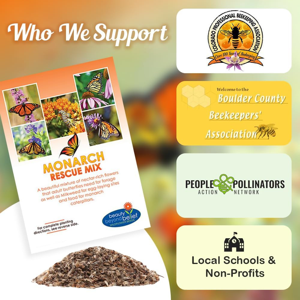 Monarch Butterfly Rescue Wildflower Seed Packet – 1Oz, Open-Pollinated Wildflowe