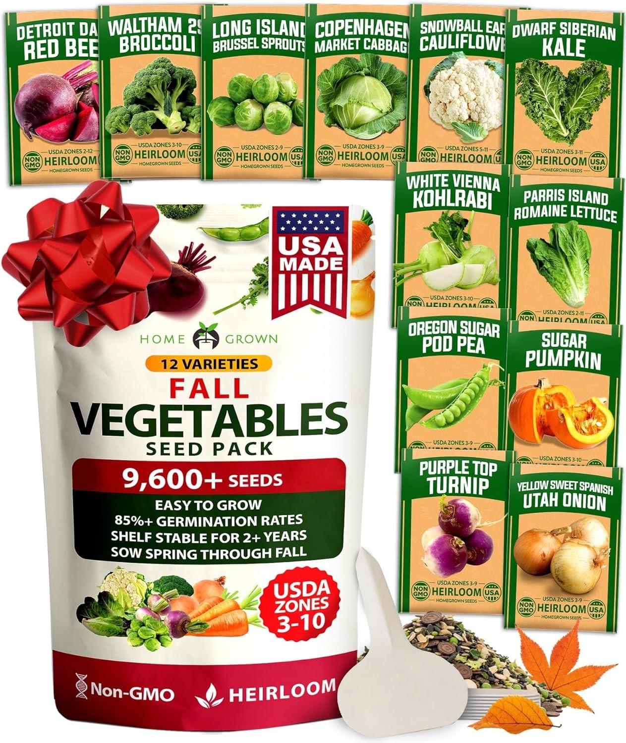Complete Heirloom Vegetable Seed Kit: 9600 Seeds for Fall & Winter Harvest