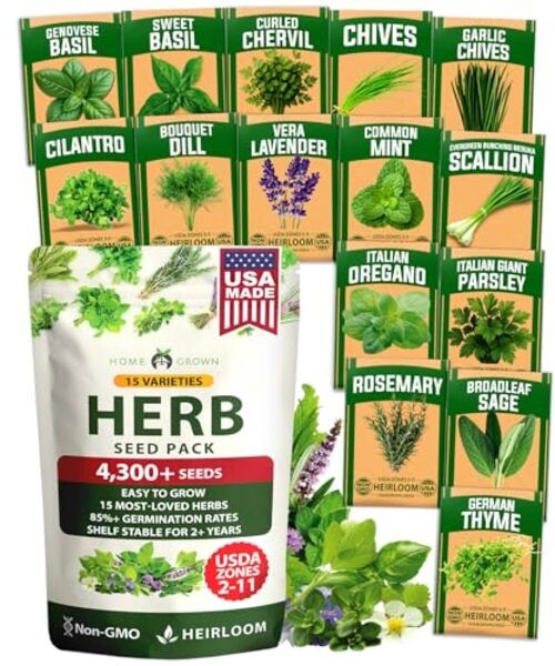 Herb Seeds for Planting Massive Seed Count 4,300+ 15-Pack Herb Seed Vault