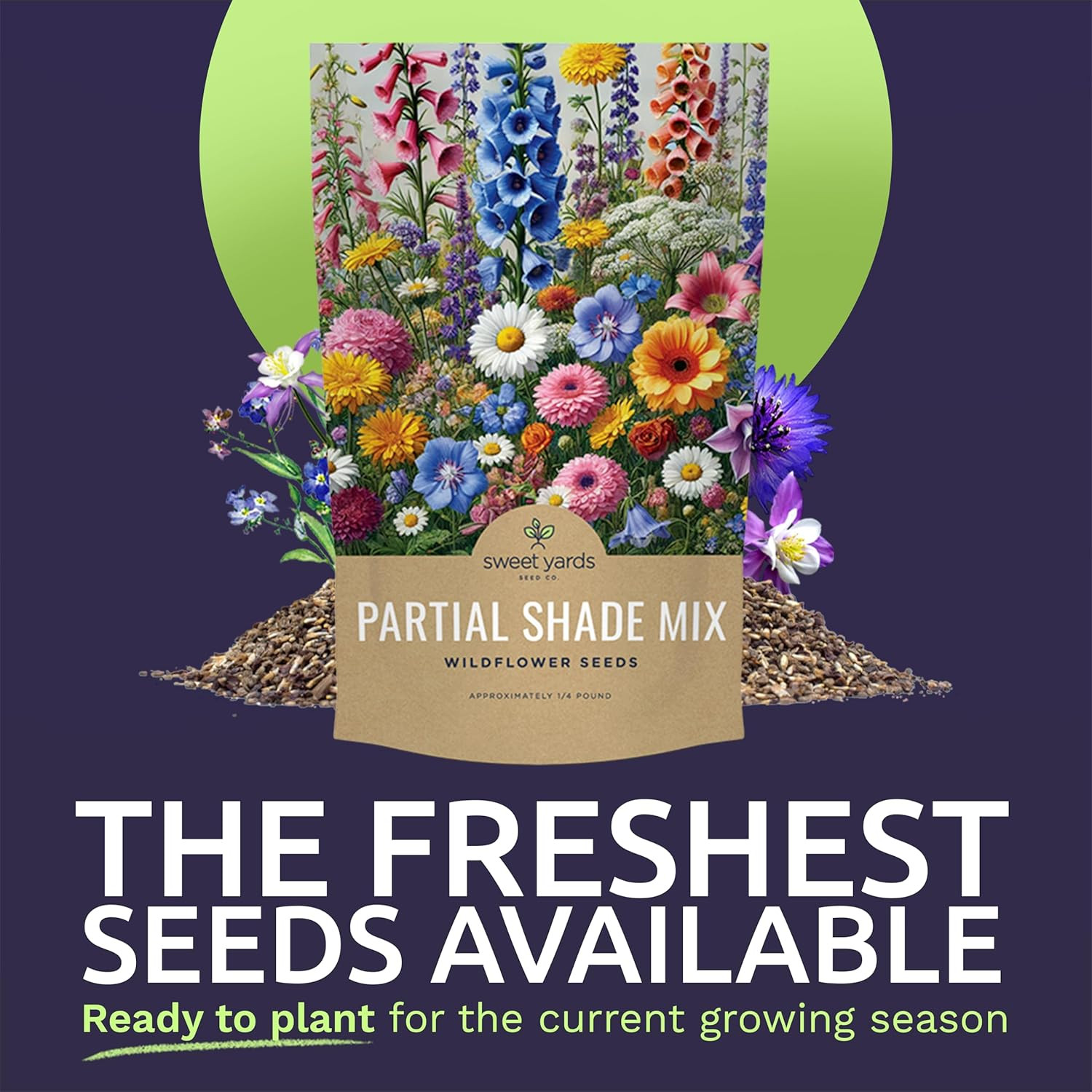 Bulk Wildflower Seeds Partial Shade Mix – 1/4 Pound Bag Annual & Perennial Seeds
