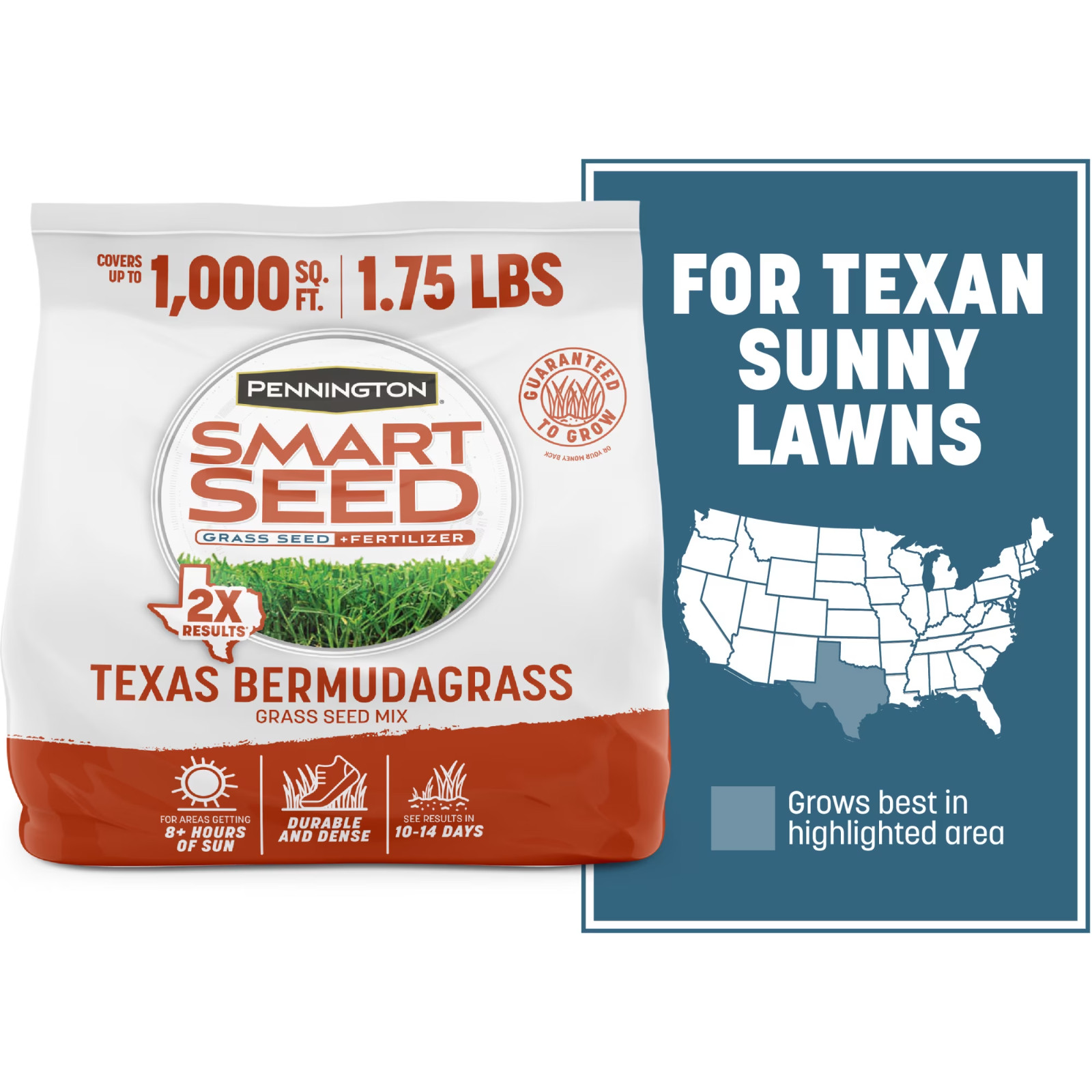 Pennington Smart Seed Texas Bermuda Grass Seed Mix, for Full Sun, 1.75 Lb.