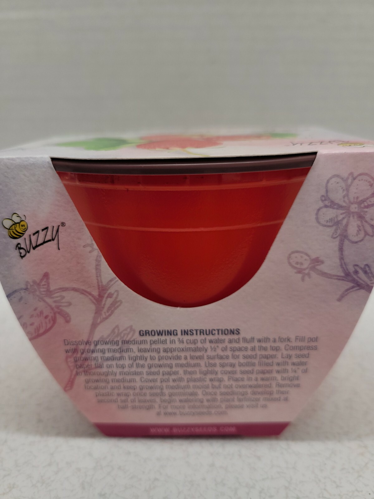 Buzzy Brand Stawberry Grow Kit Pot Seeds Growing Medium Instructions New