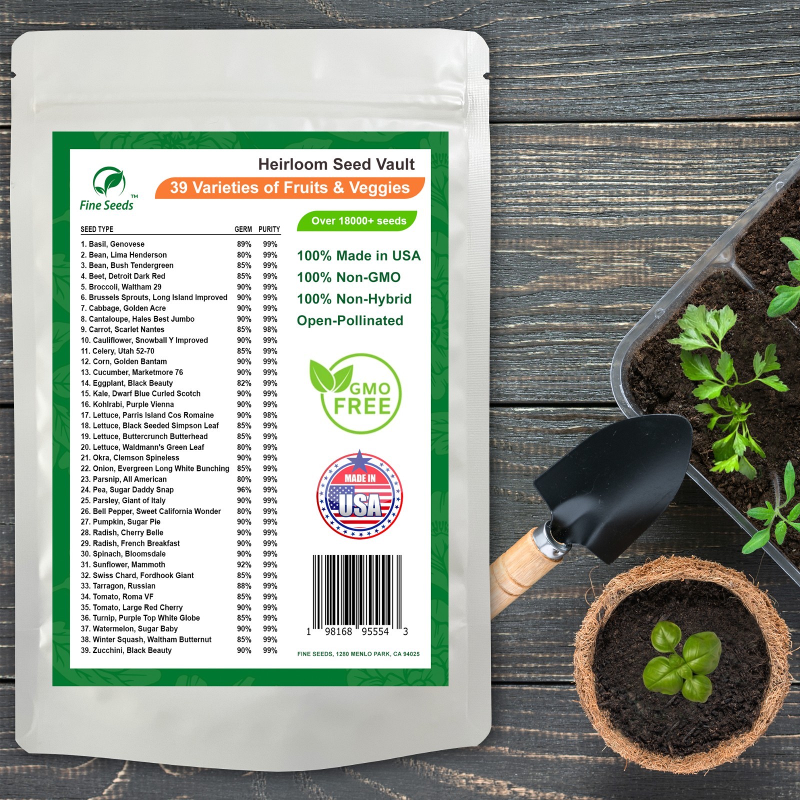 Heirloom Vegetable Seeds Survival Garden Kit – Over 18,000 Seeds, 39 Varieties