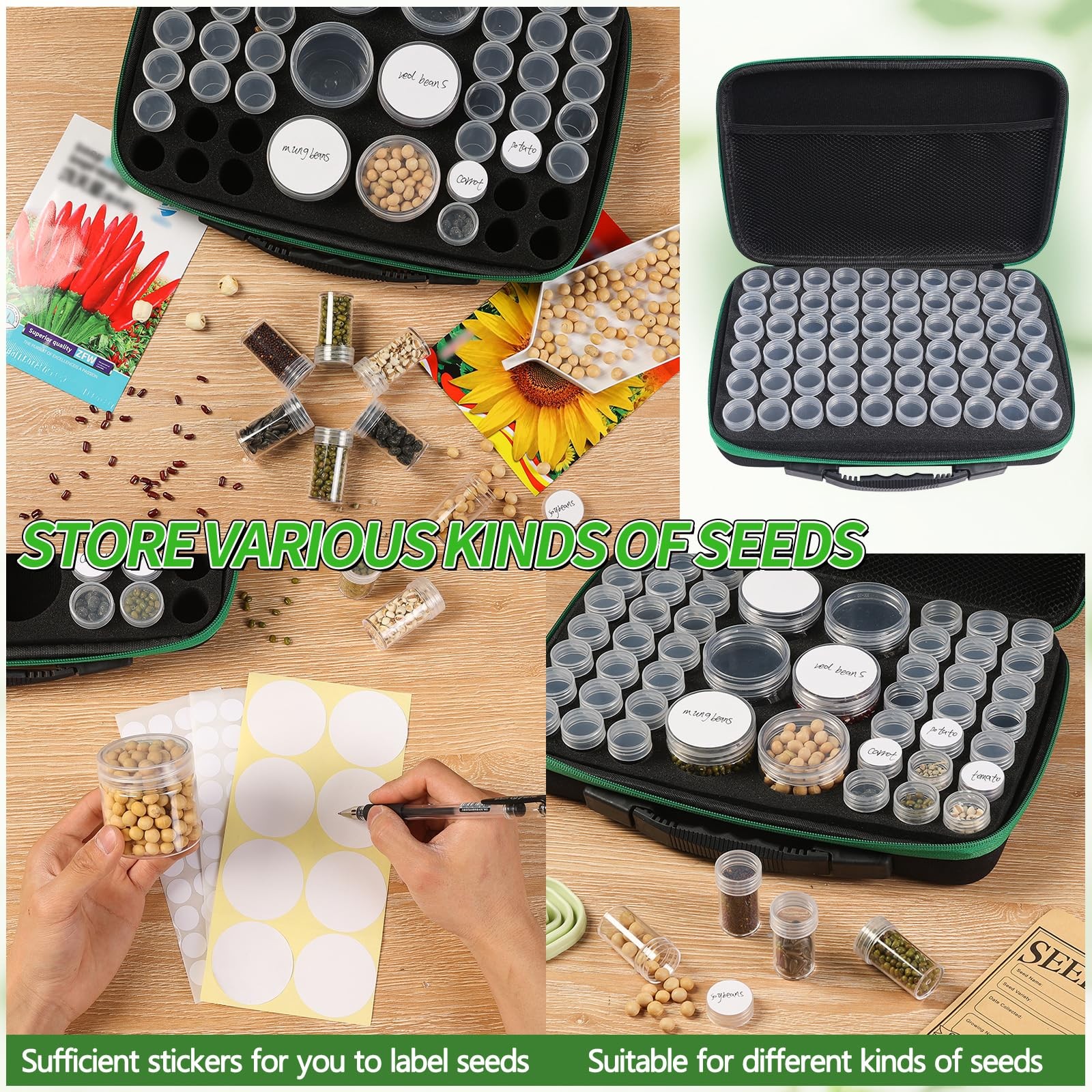 Portable Seed Storage Box, Sturdy Seed Organizer Kit for 60 Seeds
