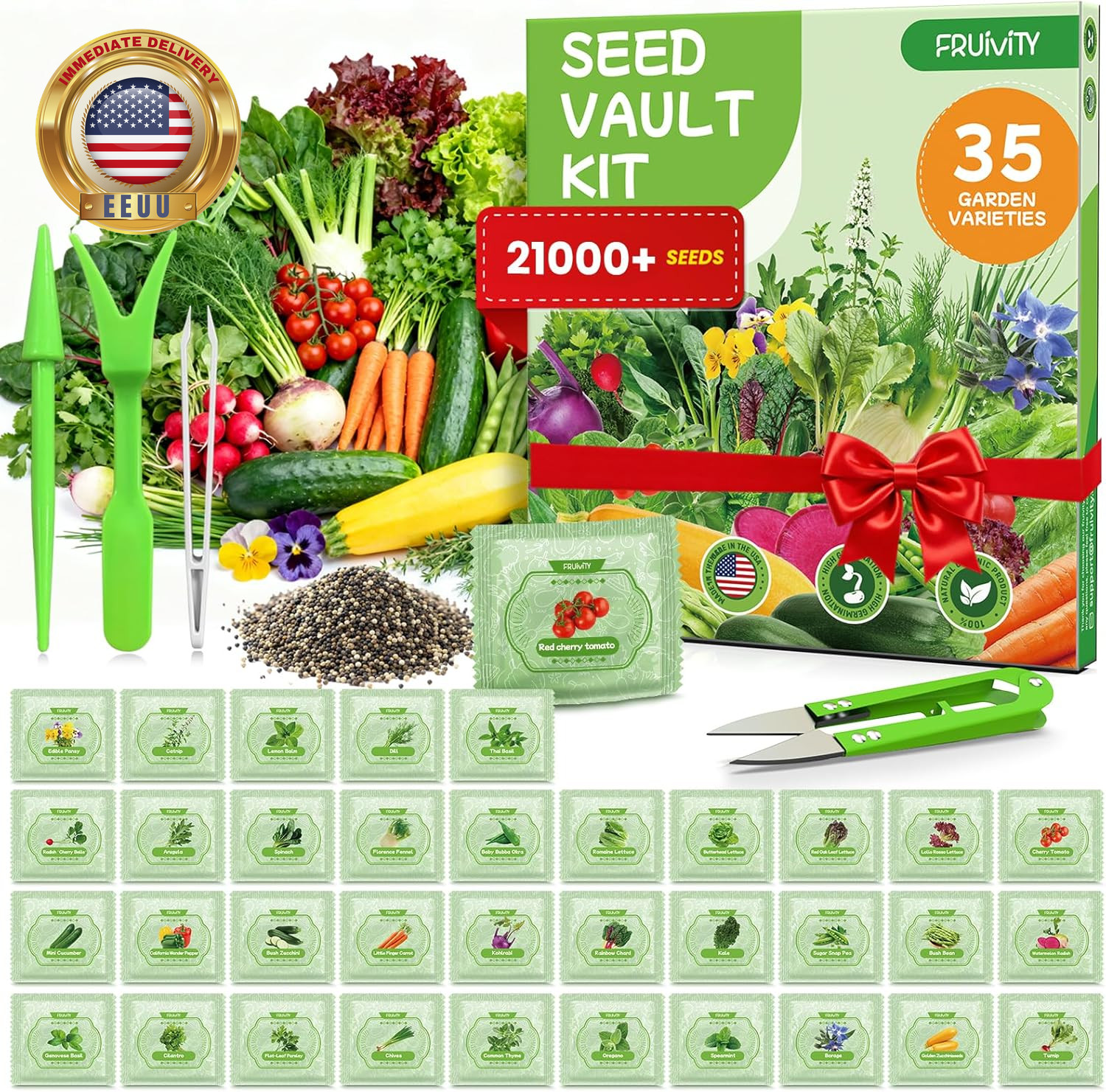 35 Heirloom Seeds Variety Pack – 21000+ Seeds for Planting Vegetables and Fruits