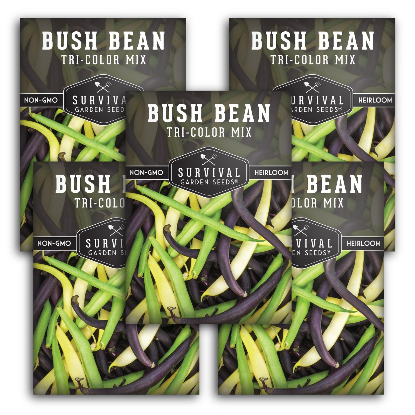 TriColor Bush Bean Seeds NonGMO Heirloom Green, Yellow, Purple Variety Pack