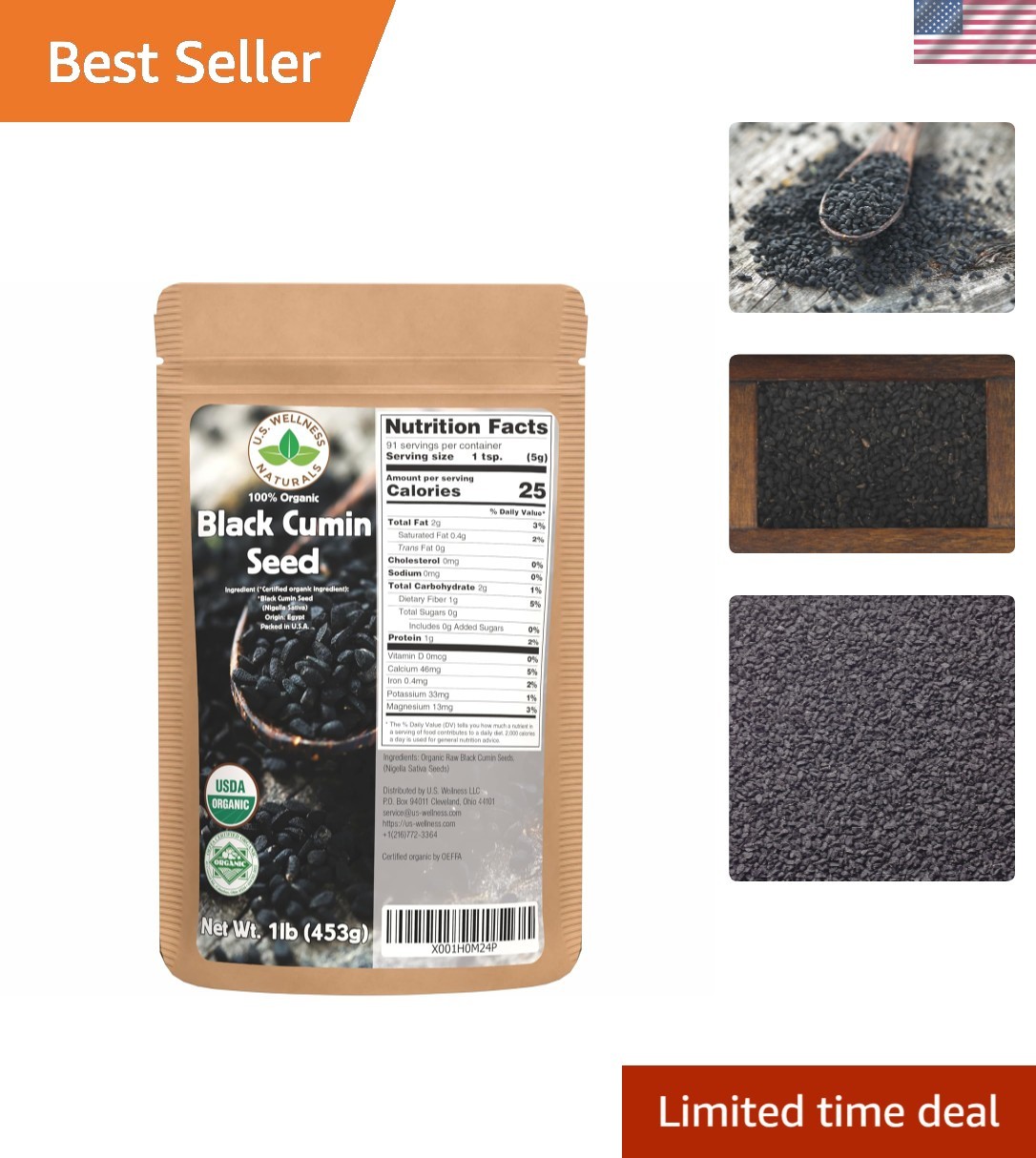 Pure Organic Nigella Sativa 1lb – Bulk Black Cumin Seeds for Culinary Delight