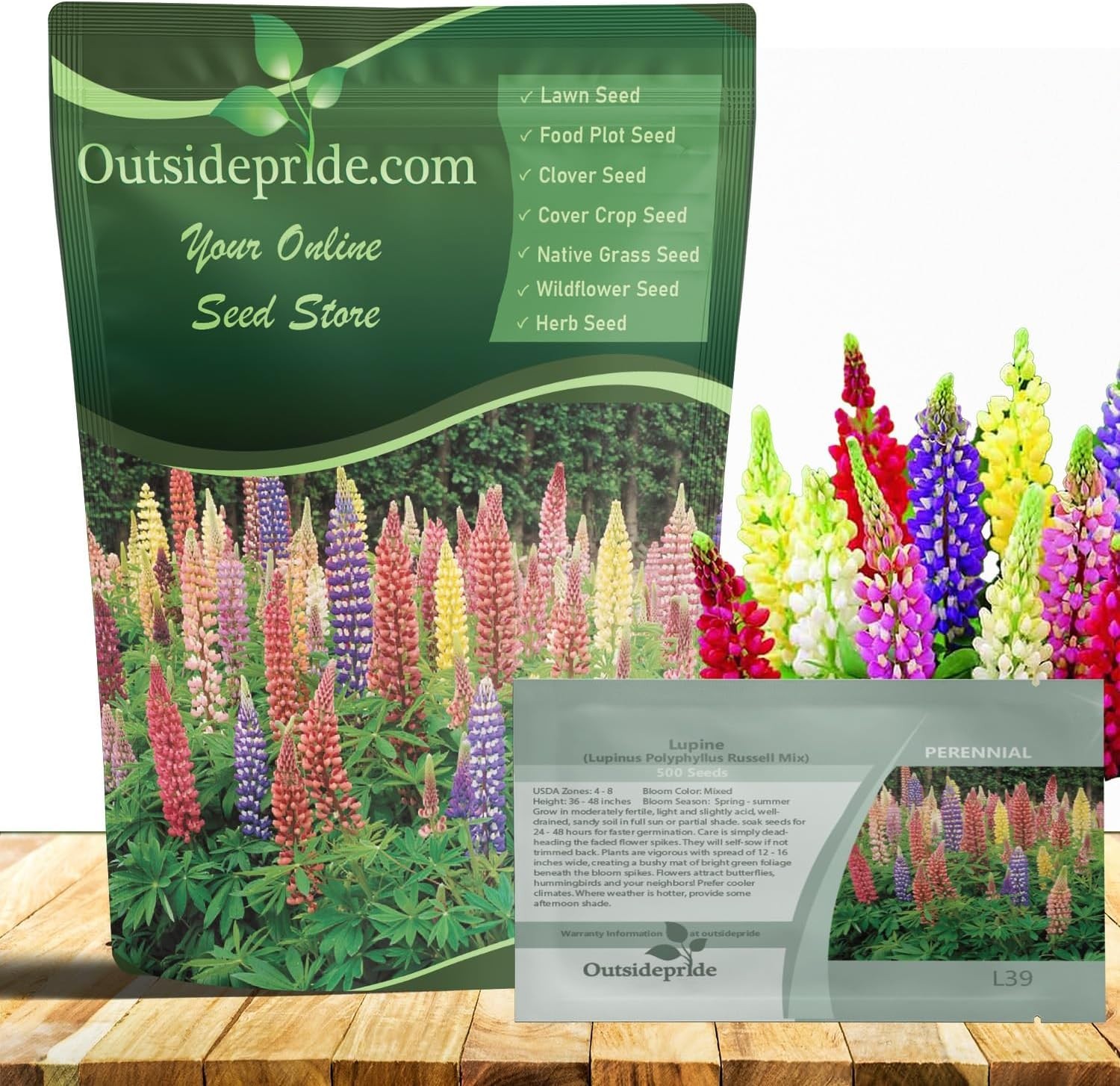 Mixed Russell Lupine Seeds – 1/4 Lb. Perennial & Pollinator-Friendly Wildflower