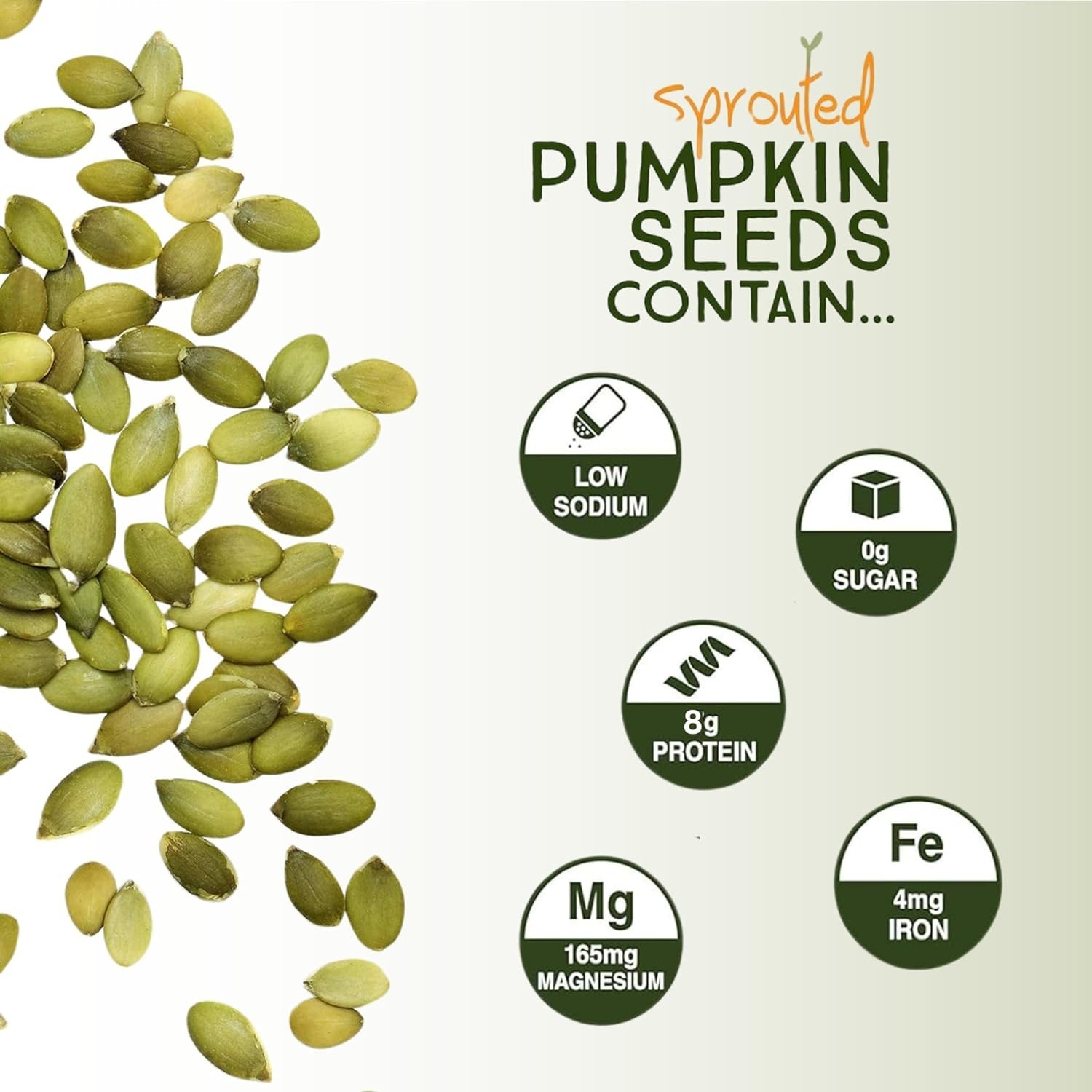 Sea Salted Sprouted Pumpkin Seeds, 22oz Bag, Non GMO, Paleo, Gluten Free, , O…