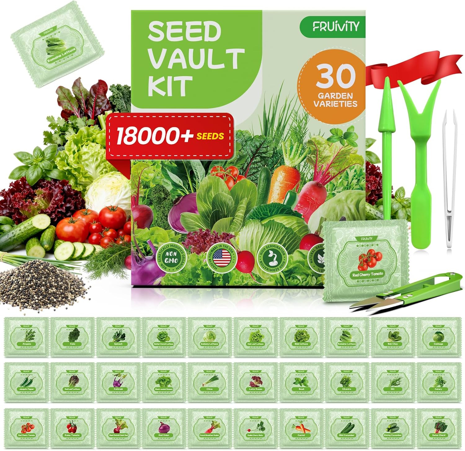 30 Heirloom Seeds Variety Pack – 18,500+ Non-Gmo Seeds for Planting Vegetables,