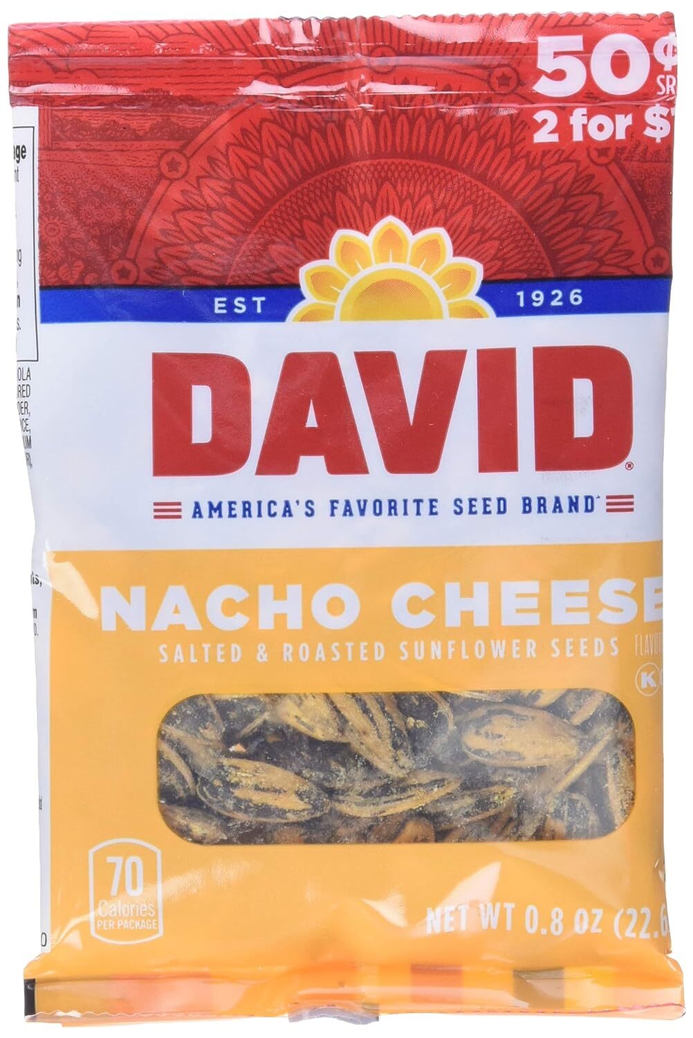 Semillas De Girasol, Queso Nacho, 0.8 Onzas, 36 Unidades