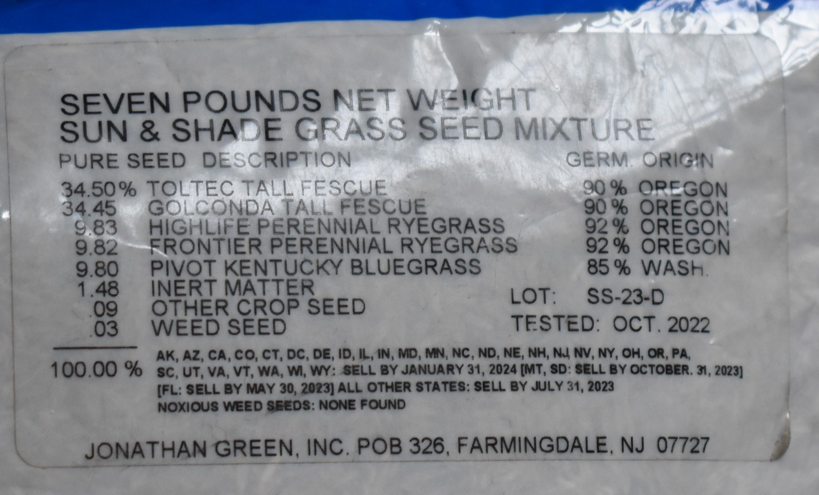 Jonathan Green BLACK BEAUTY Sun & Shade Premium Grass Seed Mix 7 lb.