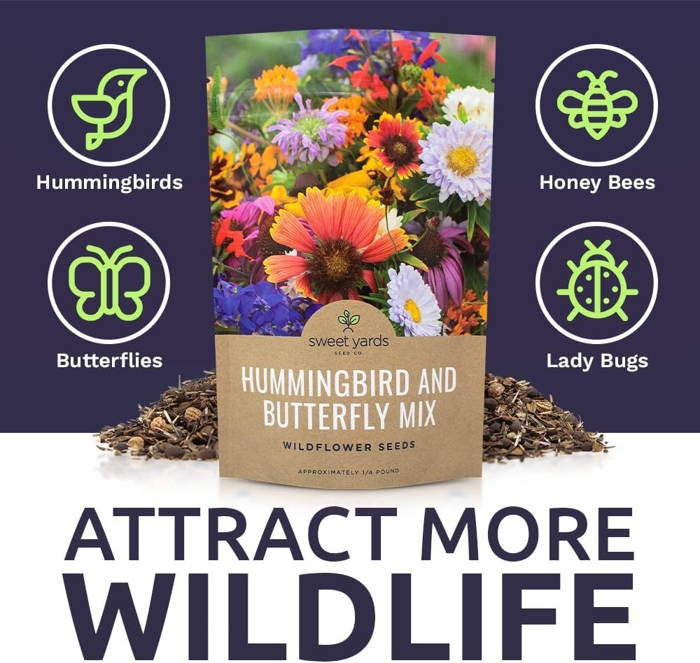 Bulk Wildflower Seeds Butterfly and Humming Bird Mix – 1/4 Pound Bag – Over 3…