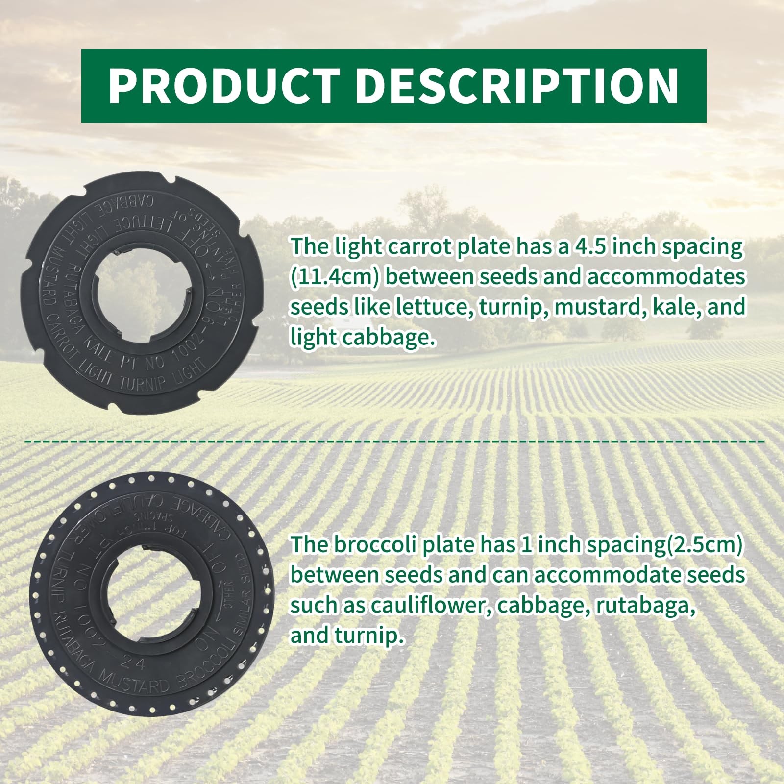 60010 Optional Seed Plate Set Fits EarthWay 1001B Garden Seeder Contains Ligh…