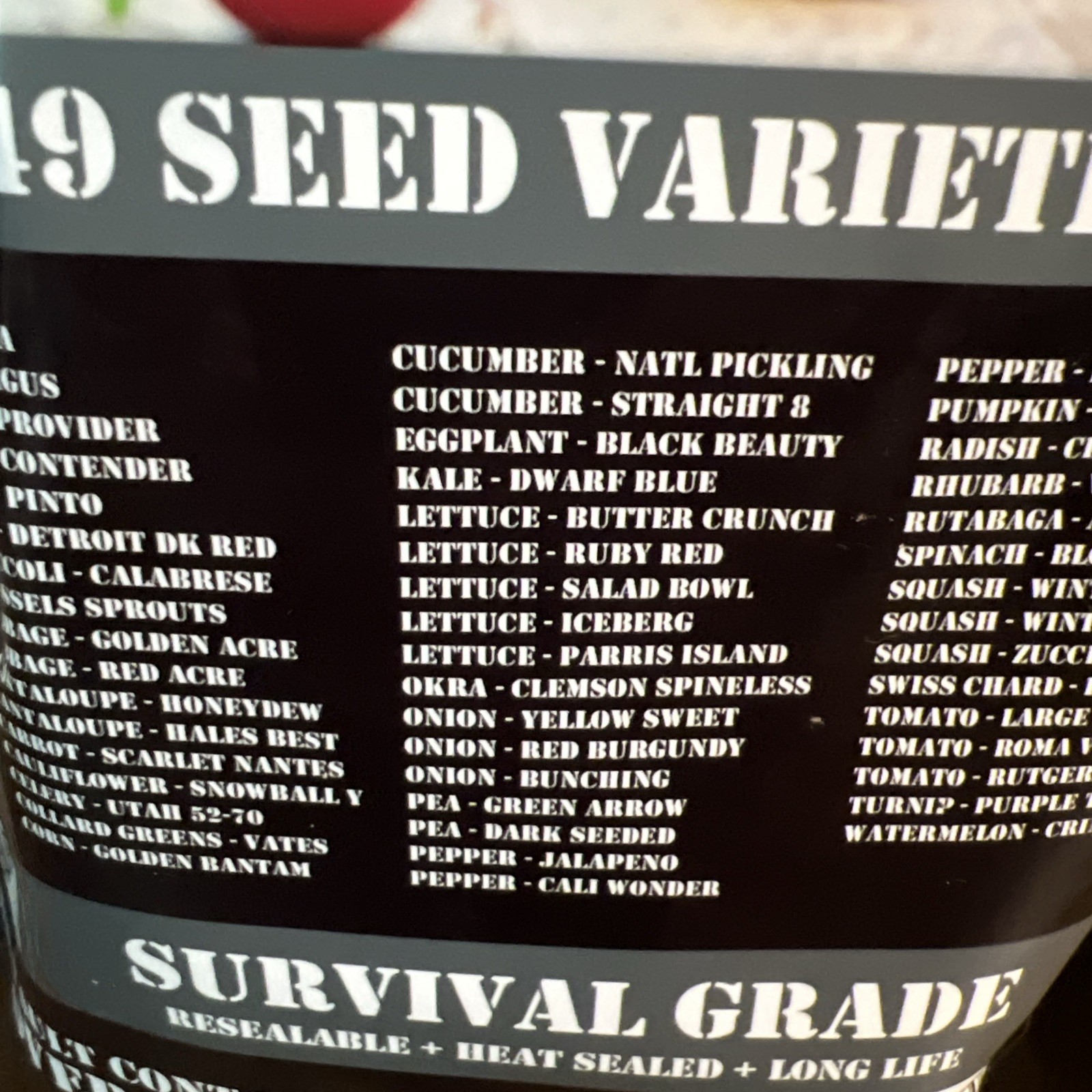The Seed Armory Survival Vault 49 Seed Factory Sealed Packaging USA Made