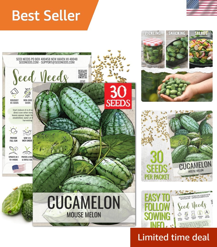 Cucamelon Seeds for Planting Mexican Sour Gherkin Miniature Mouse Melons – No…