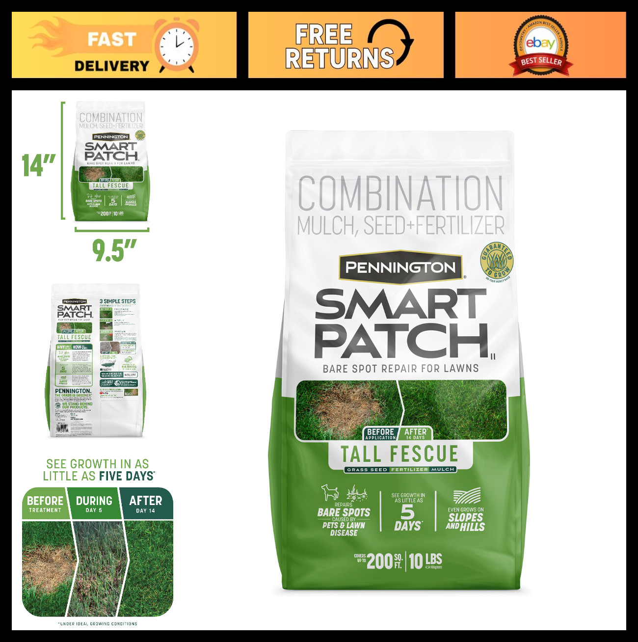 10lb Tall Fescue Grass Seed – Smart Patch for Lush, Durable Lawn Growth