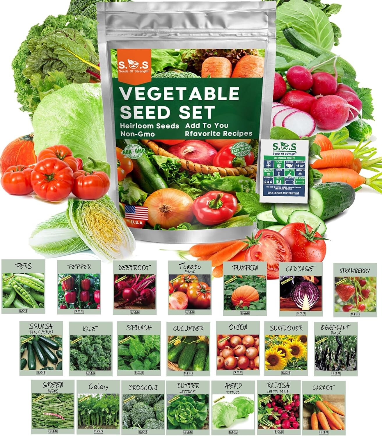 Vegetable Seed set Non GMO Heirloom (2 pack)