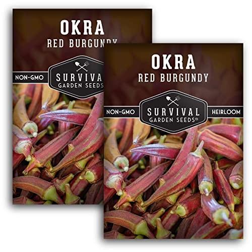 – Red Burgundy Okra Seed for Planting – Packs with Instructions to Plant and 2